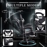 Corenia Corvance B.V. Gamingstoel – Gamestoel – Gaming Chair – Bureaustoel – Game Stoel – Ergonomisch – Verstelbare Rugleuning – Met Uitklapbare Voetensteun – PU-lederen Bekleding – 360° Draaibaar – Metaal Frame – Memory Foam Vulling – Zwart/Wit – Donkerblauw