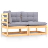 vidaXL 2-delige Loungeset met kussens massief grenenhout