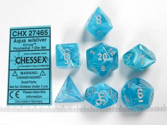 Chessex Polydice 7 Dobbelstenen Set Cirrus Aqua Silver