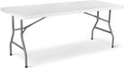 Table pliante - Table de jardin pliante - Dimensions 183 x 76 x 74 cm - Cadre en métal - Plateau en PVC - Convient pour 8 personnes - Pour usage extérieur - Blanc