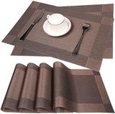 Fontic Set van 6 placemats, 30 x 45 cm, antislip, afwasbaar, van PVC, bruin