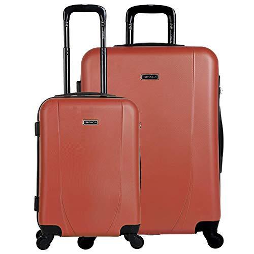 ITACA - Set van 2 Rigid Travel Koffers 55/75 cm 4 Wielen ABS. Resistent en lichtgewicht. Boven- en zijgrepen combinatieslot. Kleine cabine goedgekeurd en groot. 71117, Color Koraal-antraciet