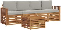 vidaXL Loungeset 5-delig Acaciahout Natuurlijk en Lichtgrijs