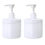 Cosywell Pompflesdispenser, plastic flessen, navulbaar, brede mond, pot, stijl, BPA-vrij, lege keuken, badkamer, douchecontainers voor lotion, shampoo, conditioner (wit, 2 x 500 ml)