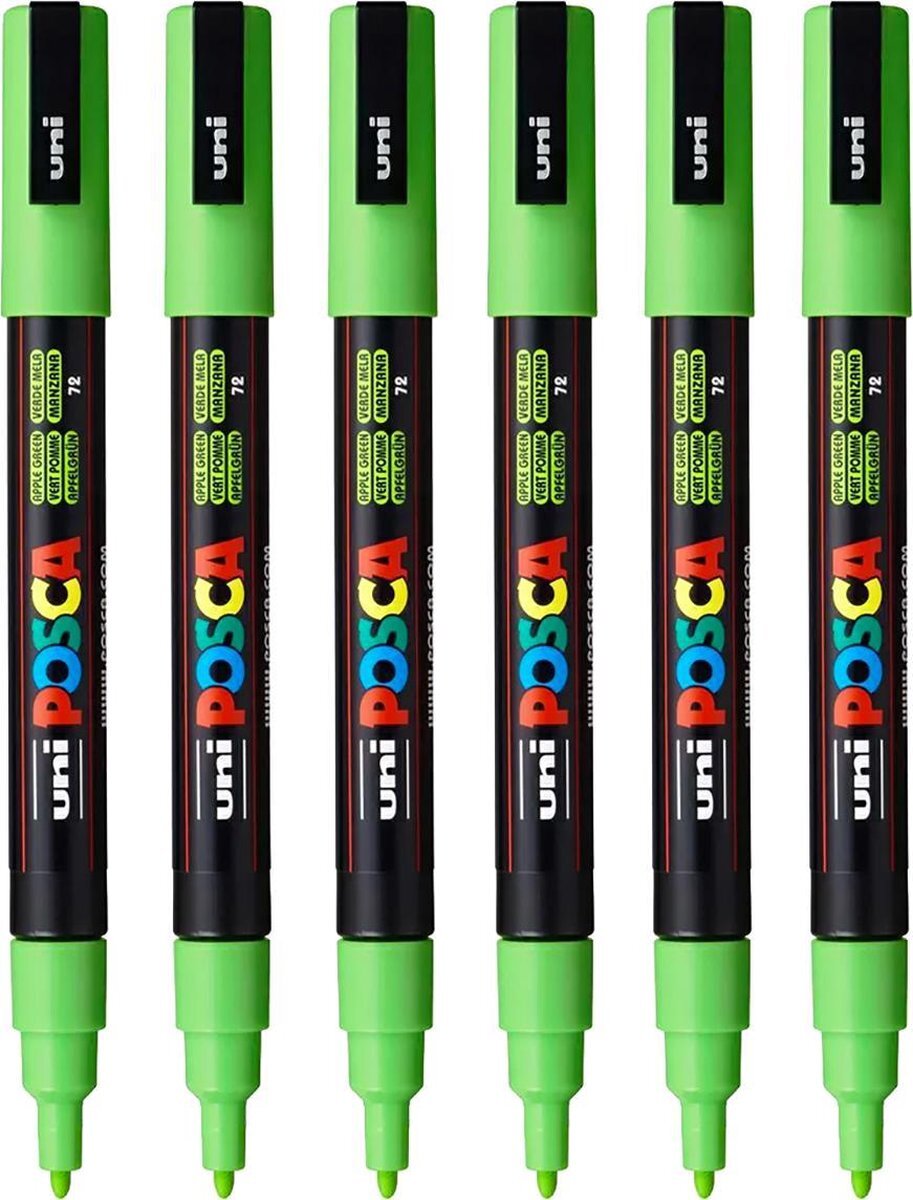 Posca Stiften PC-3M Fine Tip - verfstiften - Appel groen - 6 stuks