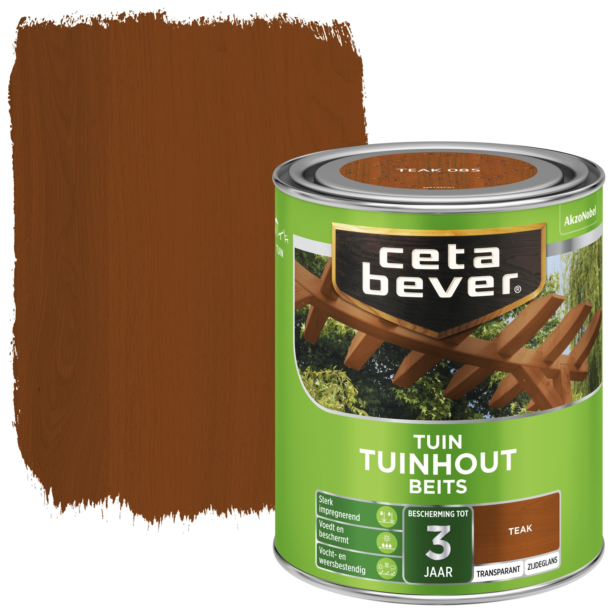 Cetabever tuinhout beits transparant teak zijdeglans 750 ml