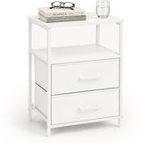 Merkloos / Sans marque Relaxdays Nachtkastje - 61 x 38 x 28 cm - 2 lades - wit