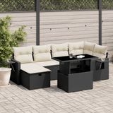 Maison Exclusive - Ensemble de meubles de jardin 7 pièces avec canapé et coussins, noir, en polyrotin