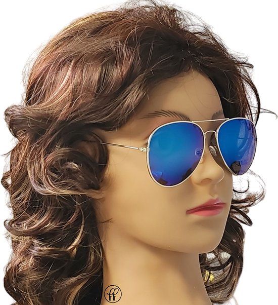 Fako Fashion® Piloten Zonnebril - Zilver - Blauw - Unisex
