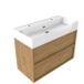 Saniclass Badkamermeubelset - 100x45x72cm - Legend keramische wastafel wit - 1 wasbak - 2 kraangaten - 2 lades - mat eiken natural