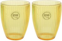 Decoris Set van 2x kunststof bekers goud/geel 200 ml - groen