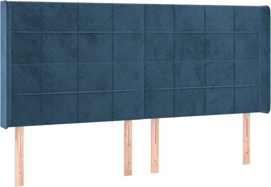 vidaXL Hoofdbord met randen 183x16x118/128 cm fluweel donkerblauw