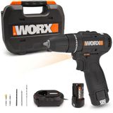 WORX WX121 Accu-slagboorschroevendraaier, 12 V, sterke borstelloze accuboorschroevendraaierset, 2 versnellingen tot 38 Nm, licht en compact, stationair 0-450/0-1700 rpm, met accu, oplader en koffer
