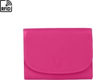 Portefeuille en cuir rose avec détails violets