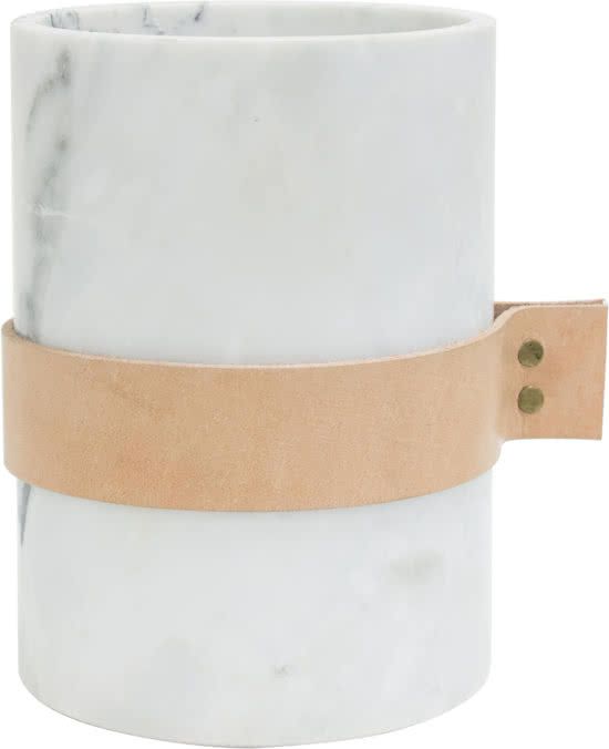 TAK Design Vaas Carlo M - Incl. Lederen Band - Marmer - 14 x 20 cm - Wit