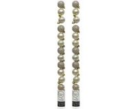 Decoris Mini kerstballen - 28x st - champagne - 3 cm - kunststof