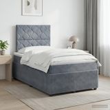 vidaXL Boxspringbed met matras Donkergrijs 120 x 190 cm Fluweel