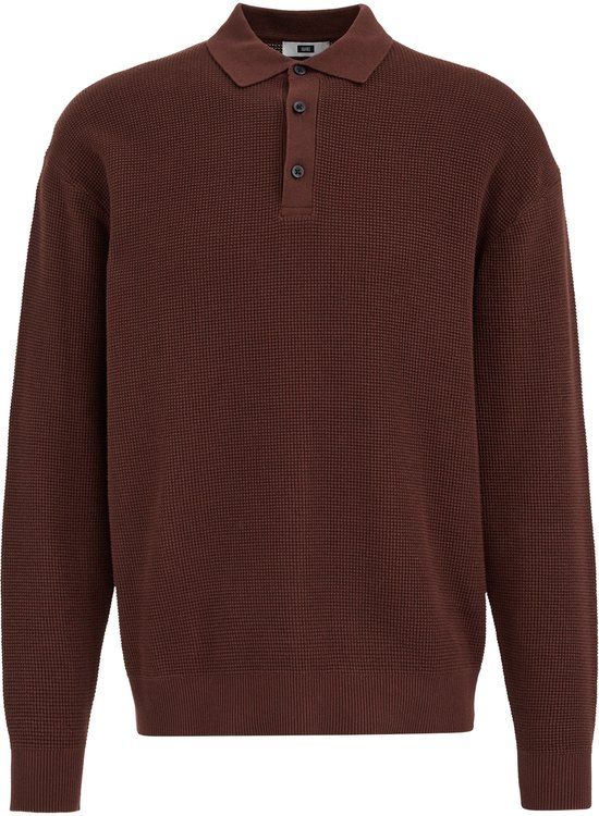 WE Fashion Heren regular fit gebreide polo met structuur