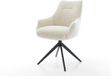 DELIFE Dining chair Alja-Flex with armrest cross frame wide black teddy beige 360° swivel rocker function pocket spring core