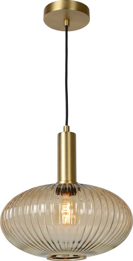 Lucide MALOTO Hanglamp - Ø 30 cm - Amber Glas - E27 - Dimbaar