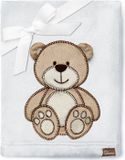 Be Mammy Babydeken - Dekbed - Kinderdeken - Wiegdeken - Dekentje Baby - 76 x 102 cm - Licht grijs - beer