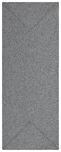 Northrugs Trenzado Indoor en outdoor tapijt, modern design, plat weefsel, loper, handgemaakte look voor balkon, terras, tuin, woonkamer, duurzaam, onderhoudsarm, lichtgrijs, 80 x 200 cm