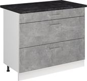 Vicco Keukenonderkast R-Line, Beton/Wit, 100 cm antraciet werkblad
