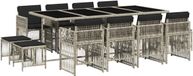 vidaXL 13-delige Tuinset met kussens poly rattan lichtgrijs