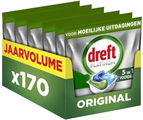 Dreft Platinum All In One Vaatwastabletten - Original - 170 Capsules