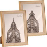 Arte r 2x stuks fotolijst kunststof goud met hout geschikt voor een foto van 13 x 18 cm