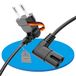sonero Stroomkabel, netsnoer, 2-polig, 1,0 m, Eurostekker type C netstekker naar IEC bus C7 Euro 8 stekker, 90° hoek voeding, stroomkabel voor TV, PS5, PS4, PS3, huishoudelijke apparaten, zwart