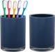Home & Styling Badkamer Bekers - 2x - Tandenborstelhouder - Troyes - Kunststof - Blauw - 7 x 9 cm