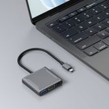 Rolio 3-in-1 USB-C Adapter - DisplayPort Hub, USB 3.0, USB-C Opladen