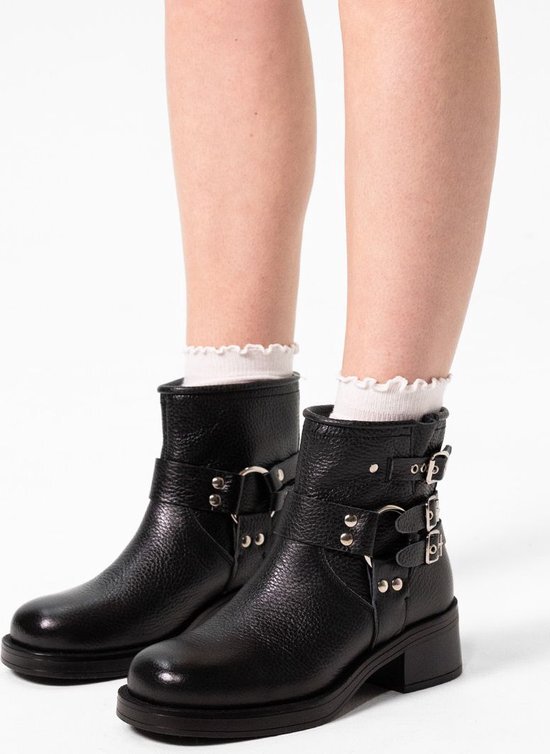 Sacha - Dames - Zwarte biker enkelboots - Maat 41