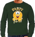 Bellatio Decorations Verkleed sweater heren - Party Time Emoji - Groen - XXL
