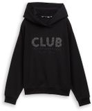 Tom Tailor Denim - Oversized hoodie Sweatshirt met glitterapplicatie - Maat XS - deep black