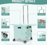 Merkloos / Sans marque Wan GmbH Opvouwbare gereedschapswagen op wielen, arbeidsbesparende opvouwbare trolley met magnetisch schuifdeksel 55L/176LBS, Flat-Pull Shopping Dolly 360°draaibare wielen voor reizen, kamperen (Groen)
