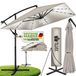 tillvex® Alu Sonnenschirm Rechteckig Ø 330 cm mit LED Solar Navy-Blau + Abdeckung mit Kurbel