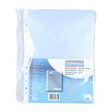 DONAU showhoezen super sterke, 100 stuks, DIN A4, glashelder, open transparante hoezen, geperforeerde plastic hoezen voor documenten, documenten, bestanden, mappen, PP, transparant, 150 micron
