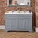 Hudson Reed Ancien Meuble salle de bain rétro - Plan Double Vasque - 120 cm - Gris clair - Poignée barre chromée