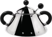 Alessi 9097 B Suikerkom met lepel RVS handgrepen en knoppen Polyamide Zwart