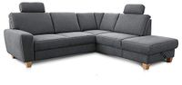 Cavadore Hoekbank Wisconsin met voorzetel/hoekbank met veerkern/incl. 2 hoofdsteunen + bedkast/landelijke stijl/houten poten in beuken/microvezel/afmetingen: 248 x 88 x 218 cm (BxHxD