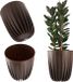 KADAX Bloempot van kunststof met natuurlijke materialen, ronde bloempot met inzetstuk, diameter 30 cm, bruin