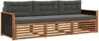 vidaXL - Bank loungeset - 3 zitplaatsen - Polyester - Natuurlijk en Antraciet