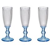 Vivalto Luxe Champagneglazen Monaco Serie Set 6x Blauwe Voet 180 ml