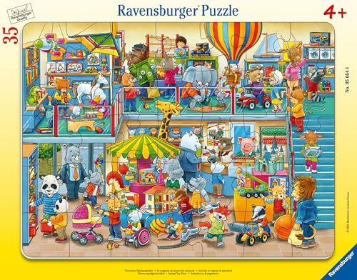 Ravensburger kinderpuzzel - 05664 dierenspeelgoedwinkel - Framepuzzel van 30-48 stukjes voor kinderen vanaf 4 jaar