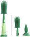 Unyqoos® Set de 3 brosses en silicone pour biberons et tétines, sans BPA avec nettoyeur de paille, vert