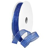 Morex Lint Harmony Ribbon, Metallic, 5/8 inch bij 50 yards, Blauw/Zilver, Item 1401.03/50-714, 5/8" x 50 yd