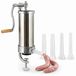 Embossoir à saucisses 3,5 L inox vertical avec manivelle & 4 entonnoirs de remplissage