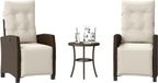 Maison Exclusive - Ensemble de bistro 3 pièces avec coussins, marron, en polyrotin